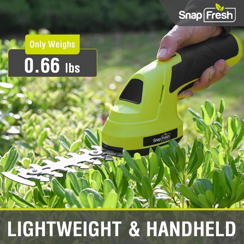 SnapFresh Hedge Trimmer Cordless Grass Shear, 2 in 1 Electric Grass Trimmer and Hedge Shears, Handheld Bush Trimmer/Grass Cutter/Shrub Trimmers with Battery for Garden & Lawn, USB-C Cable Included - Image 4